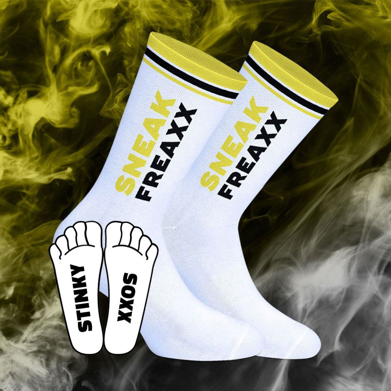 SneakFreaxx Chaussettes STINKY SOXX Blanc-Jaune